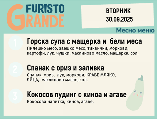 [DY.08.25.6390] Меню 30.09 месно 300гр. 