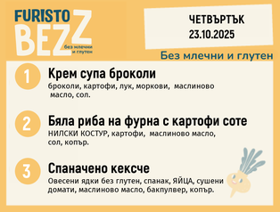 Меню без млечни и глутен  23.10 200гр.