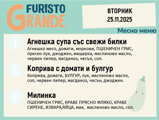 [DY.10.25.7169] Меню 25.11 месно 300гр. 