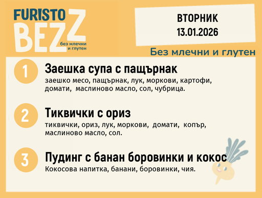 [DY.12.25.8386] Меню без млечни и глутен 13.01 200гр.