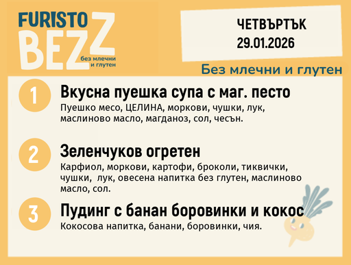 [DY.12.25.8400] Меню без млечни и глутен 29.01 200гр.