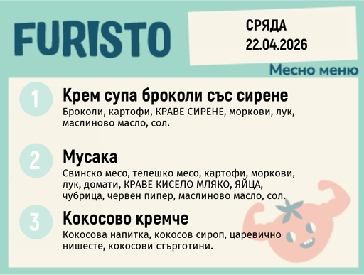 [DY.03.26.9532] Меню 22.04 месно 200гр.