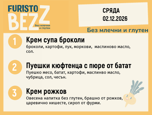 [DY.10.26.13169] Меню без млечни и глутен 02.12 200гр.